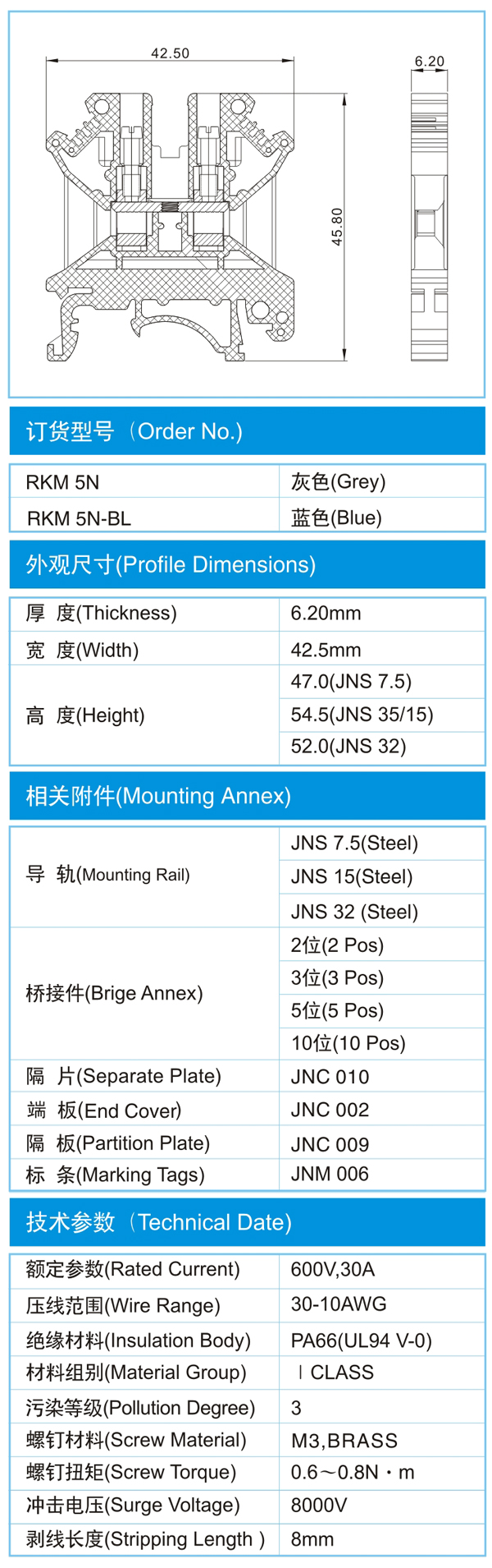 导轨式接线端子